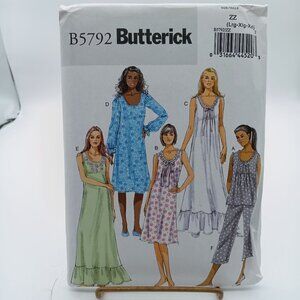 Butterick B5792 Misses' Sleepwear Pattern ZZ L/XL/XXL 5 Styles UNCUT